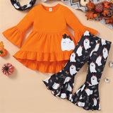 1-6Y Toddler Girl Halloween Clothes Long Sleeve Tops Cartoon Ghost Spider