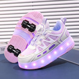Kid Girl Boy Luminous Glowing Sneakers Led Light Roller Skate Shoes