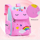 Kid Girl Pink Purple Rainbow Schoolbag Cute Cartoon Backpack Student Book Bag