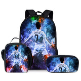 Kid Student Football Player CR7 Three Piece Set Backpacks Schoolbags