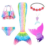 Kid Girls Mermaid Costume Swimsuit Mermaid Tail Swimwear 6 Pcs/SET