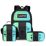 Kid Boy 3D Cartoon Game Console Design Three Piece Set Backpacks Schoolbags