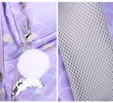 3pcs/Set Fish Scale Print Kid Backpack Mermaid Waterproof Schoolbag
