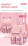 Kid Girl Cute Plaid Bow Backpack Large Capacity School Bag