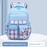 Kid Girl Cute Plaid Bow Backpack Large Capacity School Bag