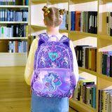 3Pcs Kid Girl Seahorse Backpacks Set School Bookbag