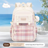 Girls Primary Middle School Cute Plaid Schoolbags Lightweight Waterproof Backpack