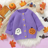 0-3Y  Infant Baby Boys Girl Halloween Knit Cardigan Ghost Pumpkin Sweaters