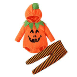 Infant Baby Girl Boy Halloween Party Pumpkin Hooded 3 Pcs Set