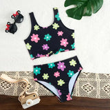 High Waist Bikini 2026 Printed Girls Swimsuit Kids Swimwear Female Children Bathers