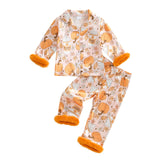 0-8Y Kids Girls Halloween Pumpkin Print Tops Long Pajamas