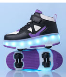 Kid Boy Girl 4 Wheels Luminous Glowing Sneakers Led Light Roller Skate Shoes