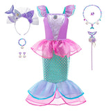Kid Girl Party Fishtail Mermaid Princess Dresses Cosplay Halloween Merman Dress