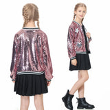 4-14Y Kid Girls Sequin Jacket Bomber Spring Fall Coats