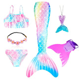 Girls Swimming Mermaid Tail Costume Cosplay Swimsuit Swimwear  5pcs/set