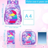 3 Pcs Kid Girl Mermaid Cute Bookbag School Backpacks