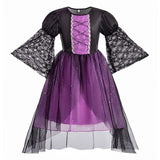 4-14Y Kids Birthday Party Halloween Gothic Witch Carnival Dresses