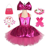 1-12T Kid Girl Princess Rosy Letter B Tutu  Birthday Party Halloween Dresses