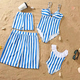 Family Matching Summer Striped Swimsuit One-Piece Beach Bikini