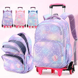 Kids Cartoon Cute Trolley Backpack Boy Girl Anime Rolling Backpacks Children Large Capacity Wheeled Schoolbag Casual Book Bags