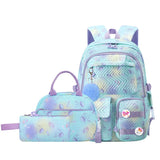 3 Pcs/Set Gradient Color Kid Girl School Bags Waterproof Backpack