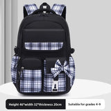 Kid Girl Cute Plaid Bow Backpack Large Capacity School Bag