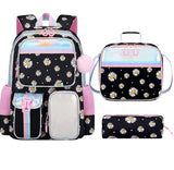 3pcs/se School Student Kid Girls Backpack Waterproof Cute Chrysanthemum Schoolbag