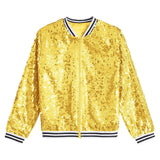 6-16Y Kids Girls Hip Hop Jazz Street Dance Performance Outerwear Sequin Jacket Coat