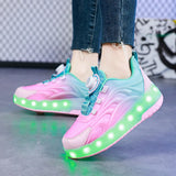 Kid Girl Boy Roller Skate Glowing Sneakers Led Light Luminous USB Charging Shoes