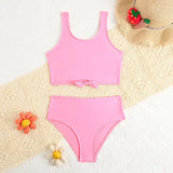 High Waist Bikini 2026 Printed Girls Swimsuit Kids Swimwear Female Children Bathers