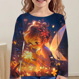 2-12Y Children's Clothing Girl T-Shirts Short Sleeve Child T-Shirt Beautiful Fairy Print Casual