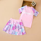 Kid Girl Student Swimsuit Fashion Style Swimming 2 Pcs/set