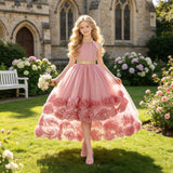 4-10Y Kid Girl Elegant Bridesmaid Party Flower Tulle Wedding Birthday Princess Dresses