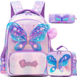 Kids Girl Backpacks Schoolbags 3 Pcs With Lunch and Pencil Bag for Elementary Middle School