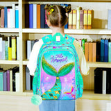 3 Pcs 16 Inch Kid Girl Mermaid Backpack School Bookbag