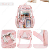 Girls Women Large Clear Backpack School Bookbag Transparent Backpack