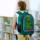 3 Pcs Boys Rolling Backpack Cool 3D Dinosaur Roller Wheels Kids Bookbag
