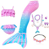 10 Pcs/set Kid Girl Swimming Mermaid Tail Girls Halloween Costume Cosplay Swimsuit
