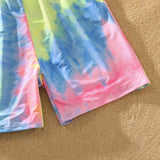 Family Matching Swimsuits Tie Dye Hollow Out One-Piece Swimwear