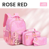 3Pcs Girl Backpack Butterfly Large Capacity Student Bookbag Back To School