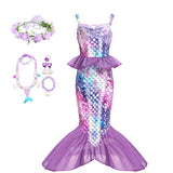 Kid Girl Princess Mermaid Carnival Ariel Cosplay Dress for Halloween Party Ball