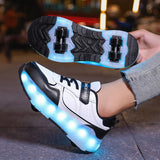 Kid Girl Boy Luminous Roller USB Charge Light Up Skate Shoes