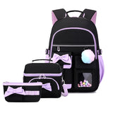 3pcs School Student Backpack Set Bow Teenager Travel Bookbags