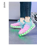 Kid Girl Boy Roller Skate Glowing Sneakers Led Light Luminous USB Charging Shoes