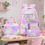 3 Pcs/Set Kid Girl Gradient School Bags Waterproof Students Backpack