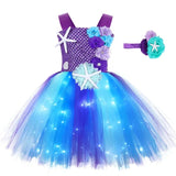12M-12T Kid Baby Girls Mermaid Glowing Tutu Halloween Ariel Party Dresses