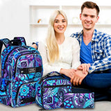 3PCS Kid College Boy Backpack 16 Inch School Bookbag Anti Theft Daypack