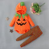 Infant Baby Girl Boy Halloween Party Pumpkin Hooded 3 Pcs Set