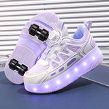 Kid Girl Boy Luminous Glowing Sneakers Led Light Roller Skate Shoes