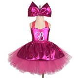1-12T Kid Girl Princess Rosy Letter B Tutu  Birthday Party Halloween Dresses